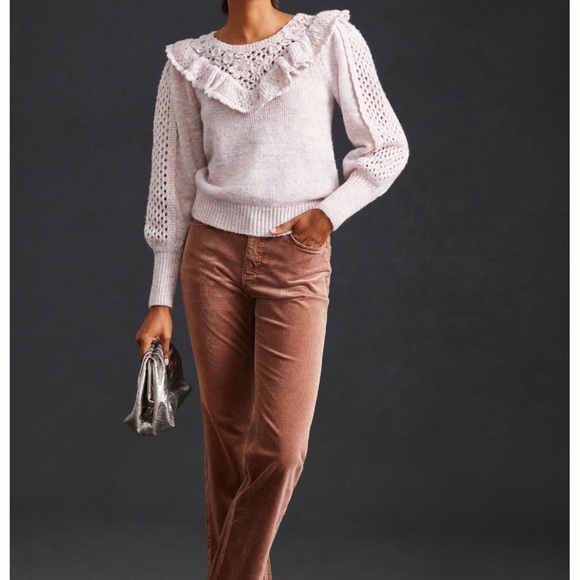 New LoveShackFancy x Free People Luellan XS Pink Purple Soft Knit Pullover - Picture 2 of 13